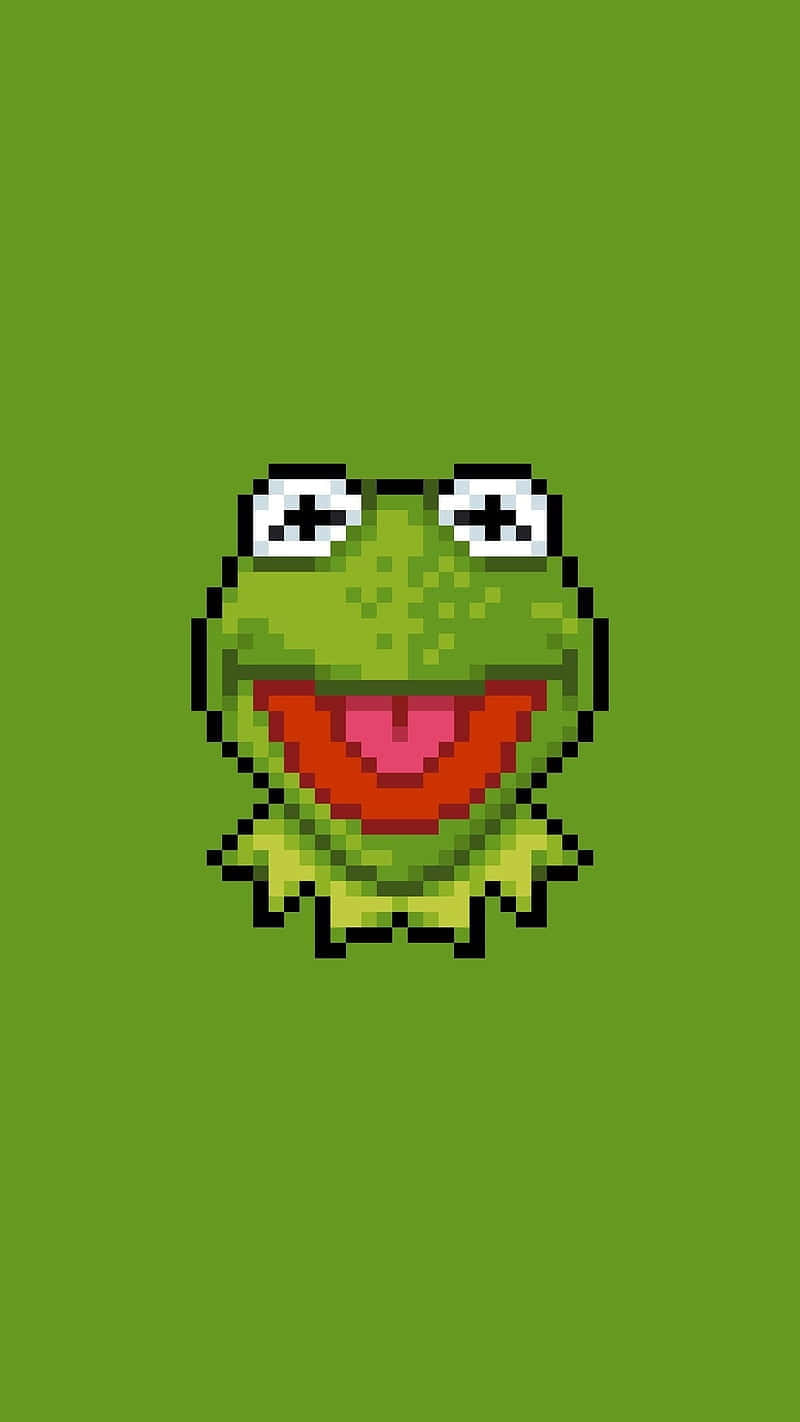 Aesthetic Kermit Pixel Art Wallpaper