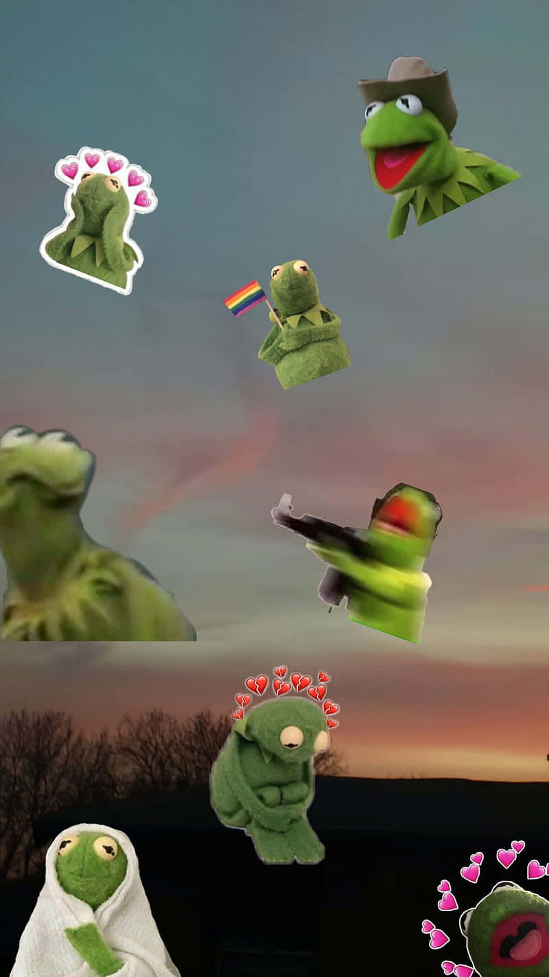 Aesthetic Kermit Sunset Stickers Wallpaper