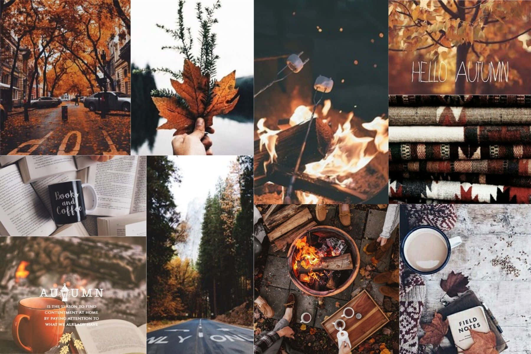 Aesthetic Laptop Collage Autumn Season Wallpaper