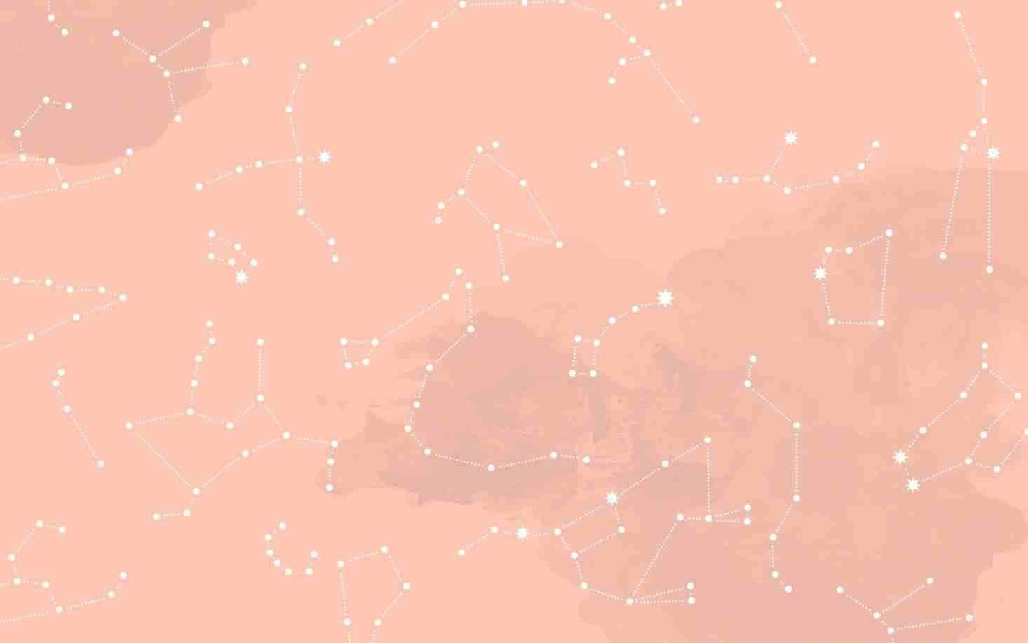 Aesthetic Peach Pink Constellations Wallpaper