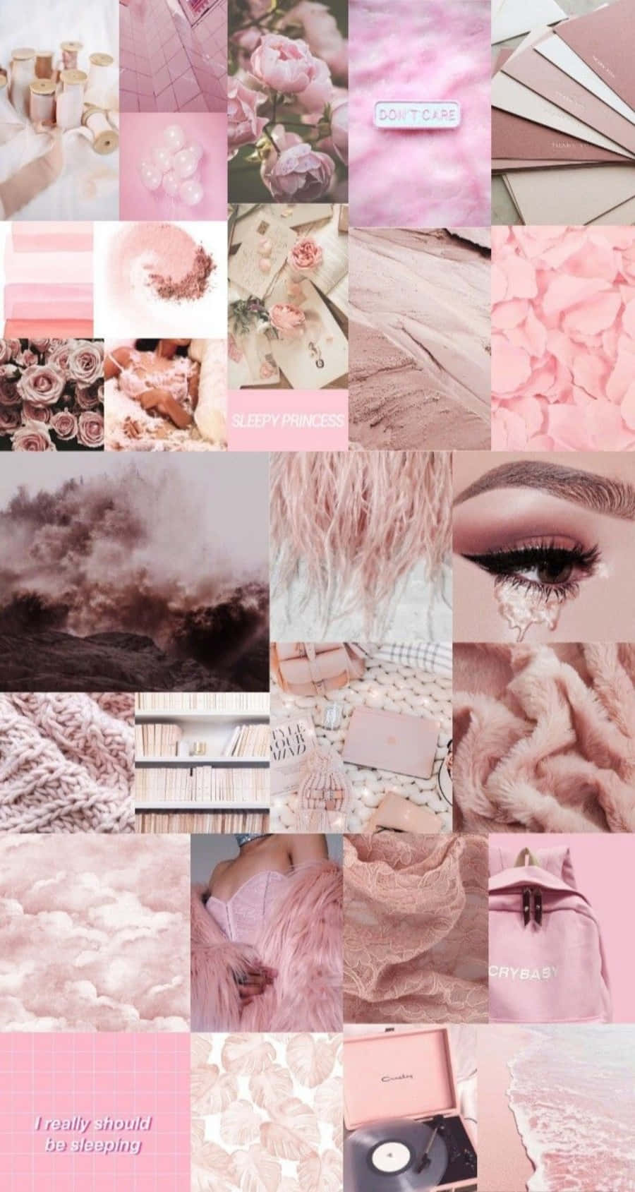 Aesthetic Pink Collage Abstract Shapes Wallpaper