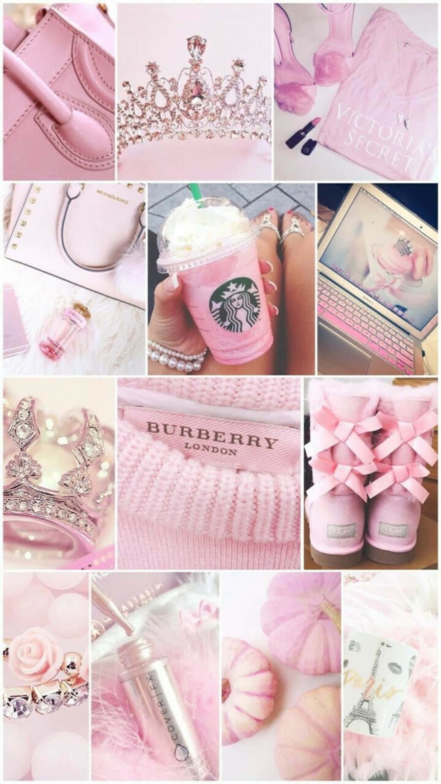 Aesthetic Pink Collage Of Starbucks Frappe Wallpaper
