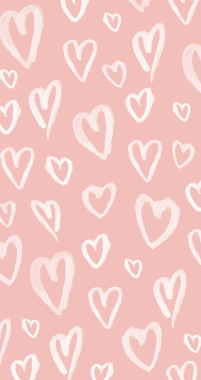 Aesthetic Pink Iphone White Hearts Wallpaper
