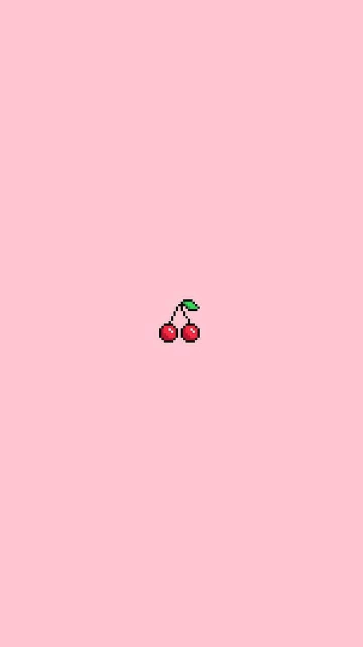 Aesthetic Red Cherry Cute And Pink Wallpaper