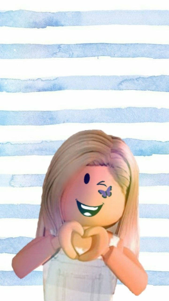 Aesthetic Roblox Girl Doing A Heart Wallpaper