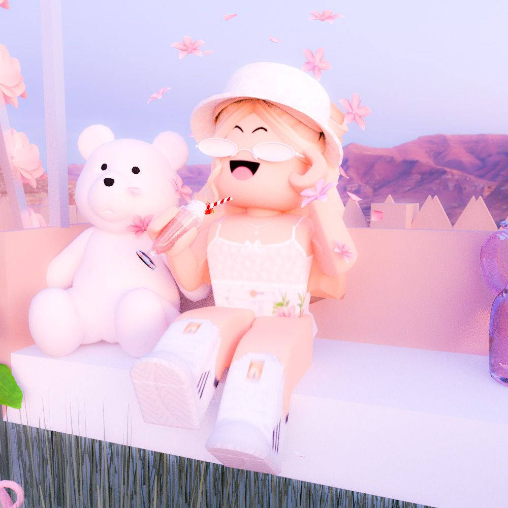 Download free Aesthetic Roblox Girl Next To A Teddy Bear Wallpaper -  MrWallpaper.com