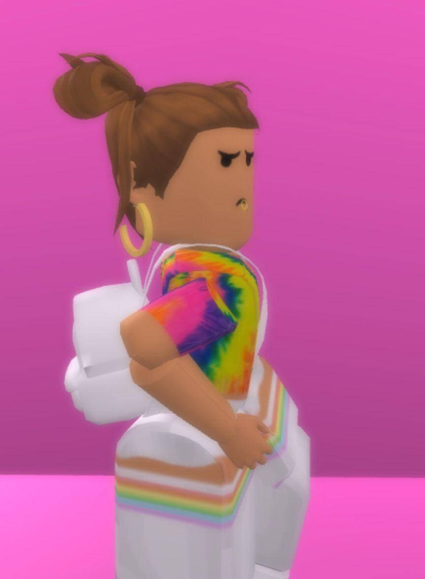 Aesthetic Roblox Girl With Tie-dye Shirt Wallpaper