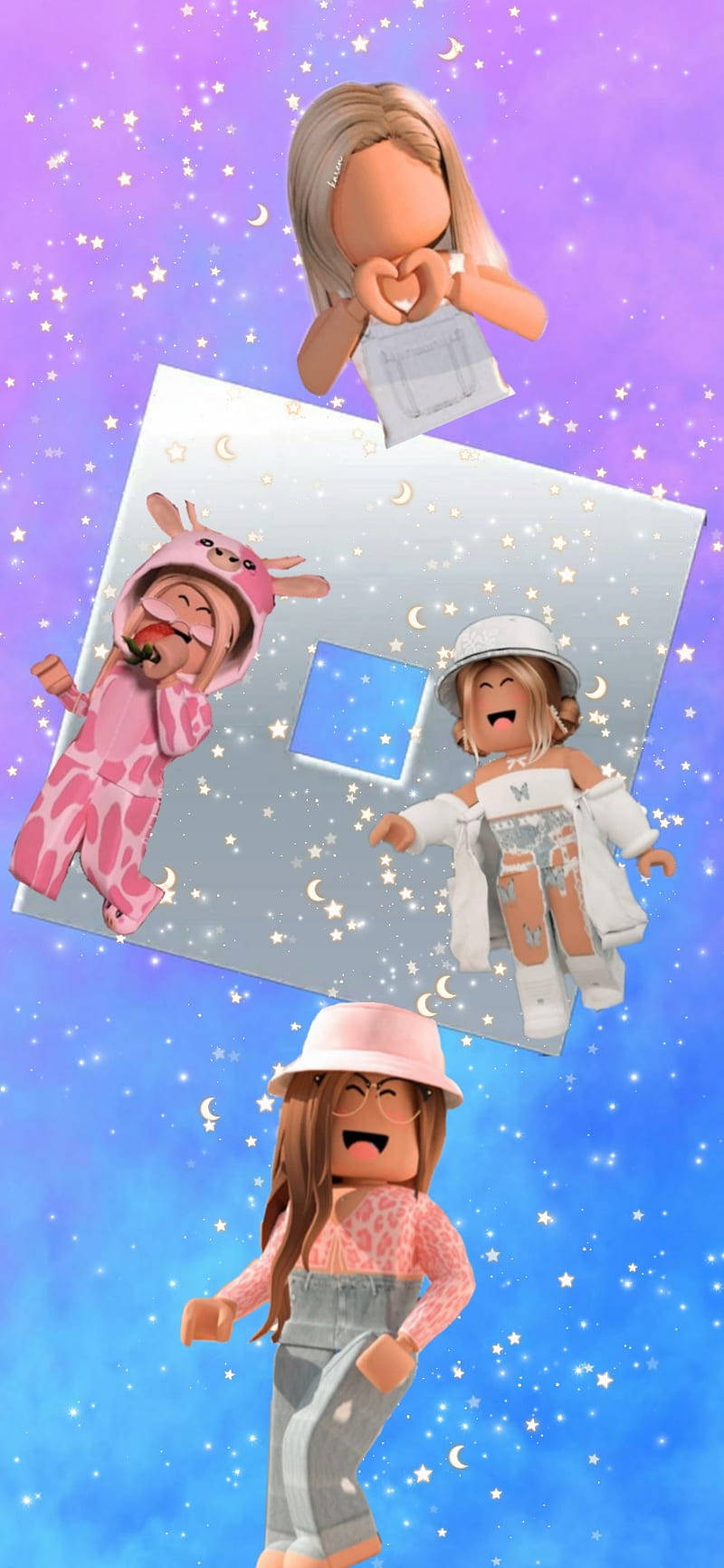 Aesthetic Roblox Girls Collage Wallpaper