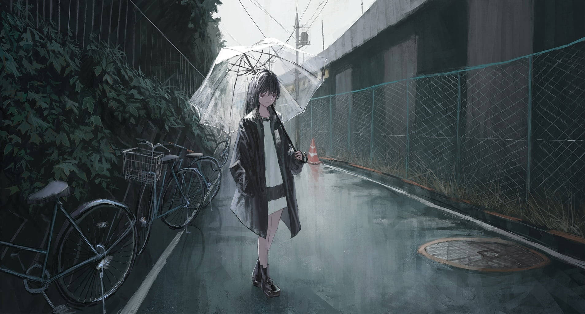Aesthetic Sad Anime Girl Dark Empty Street Wallpaper