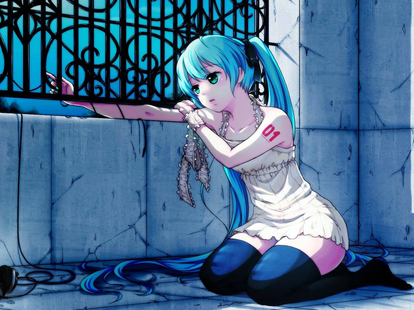 Aesthetic Sad Anime Girl In The Porch Wallpaper