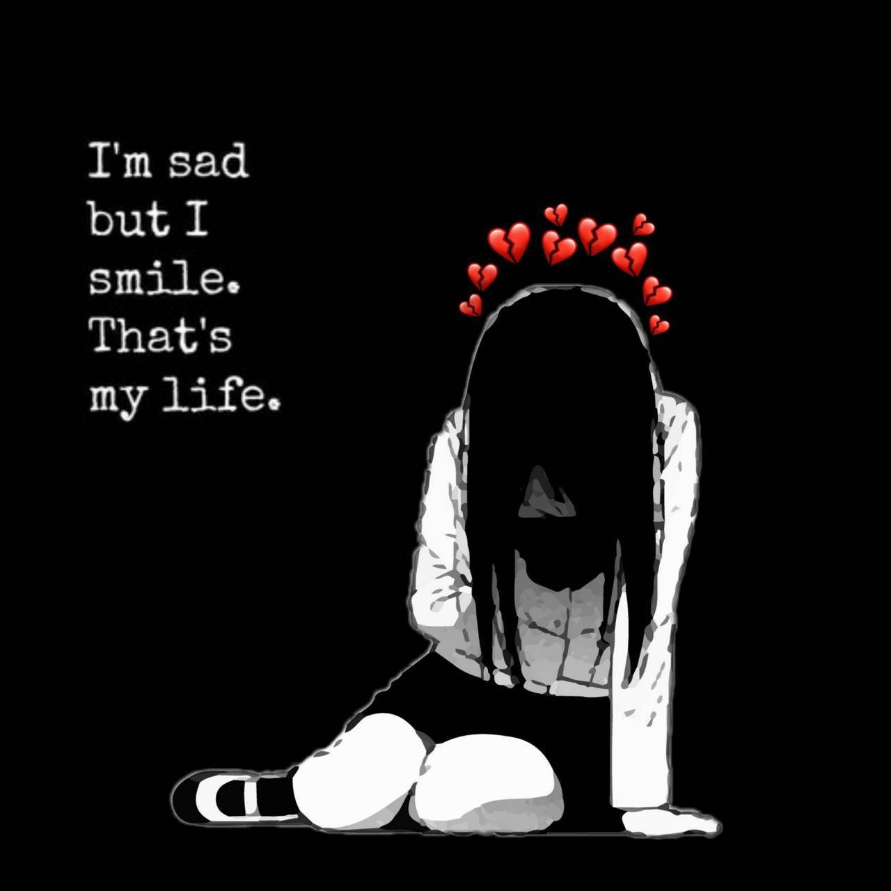 Aesthetic Sad Girl With Heartbreak Emojis Wallpaper