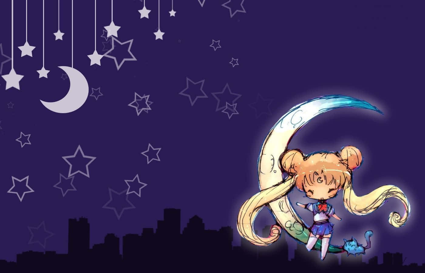 Aesthetic Sailor Moon Night Crescent Moon Wallpaper