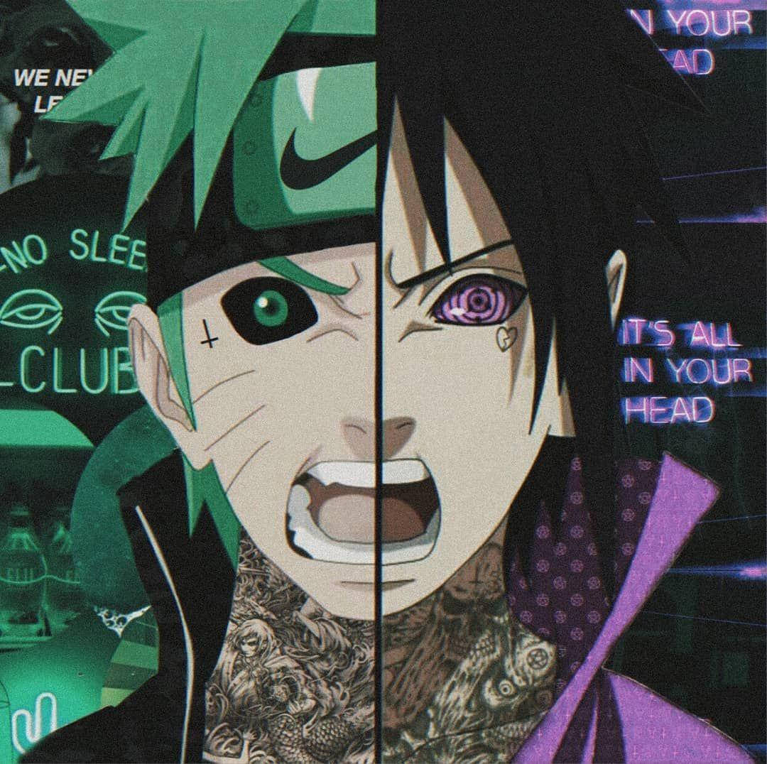 Aesthetic Sasuke And Naruto Juxtaposition Wallpaper