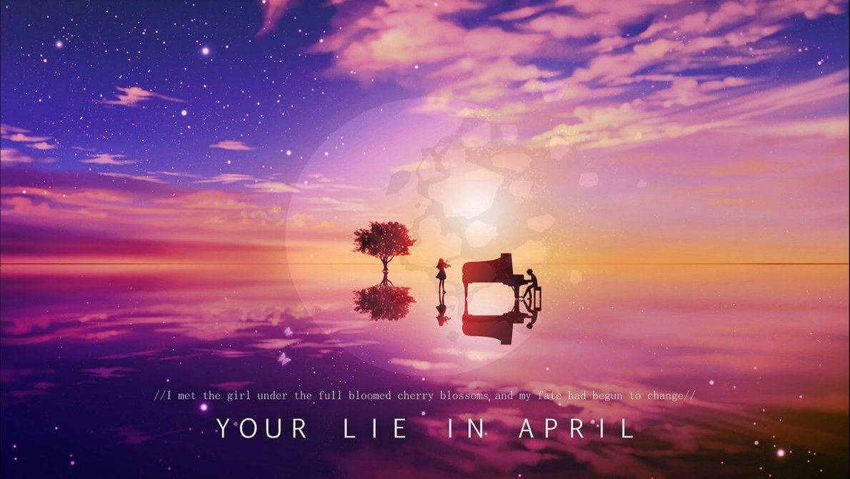 Aesthetic Sunset In Your Lie In April Wallpaper