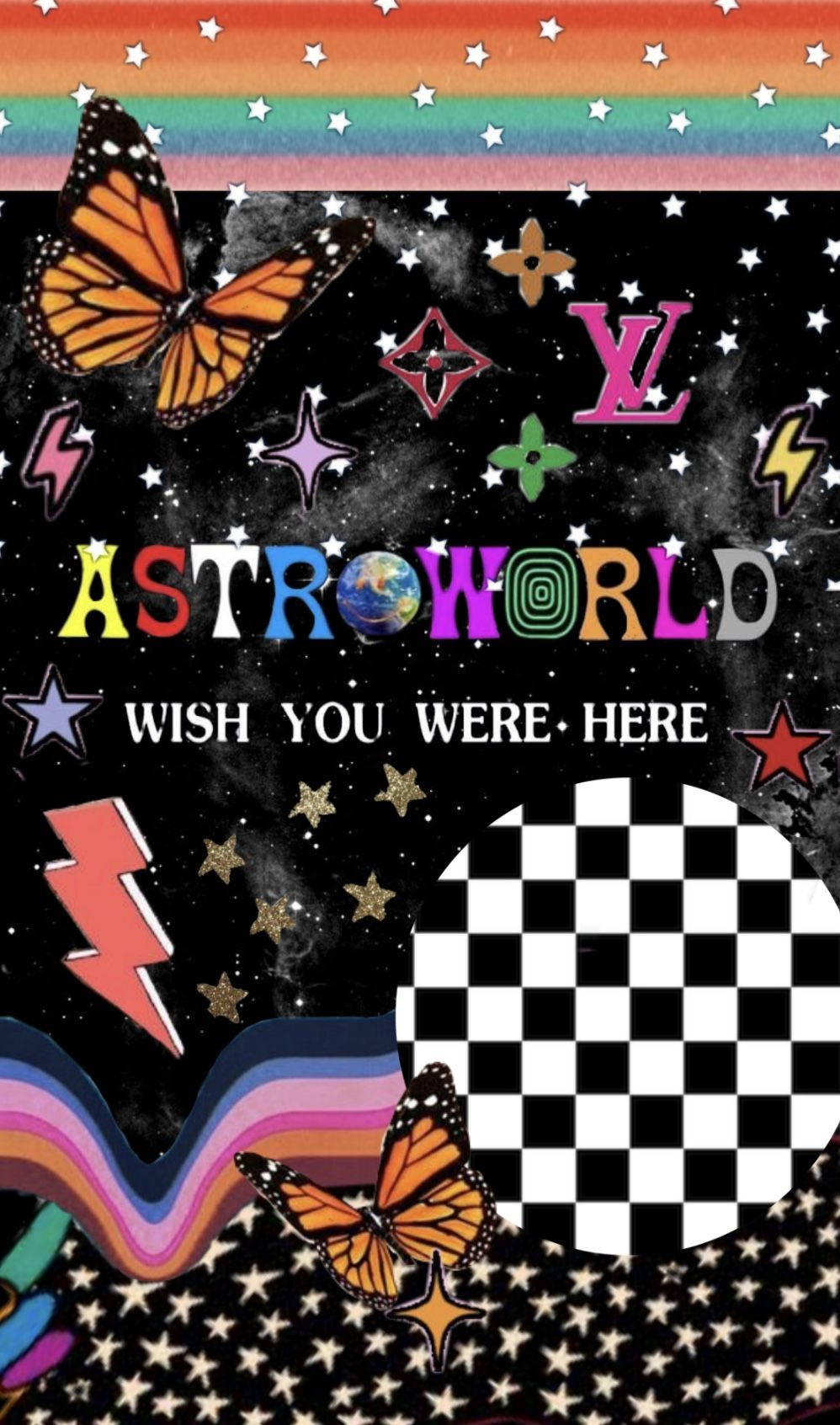 Aesthetic Trippy Astroworld Travis Scott Butterflies Wallpaper