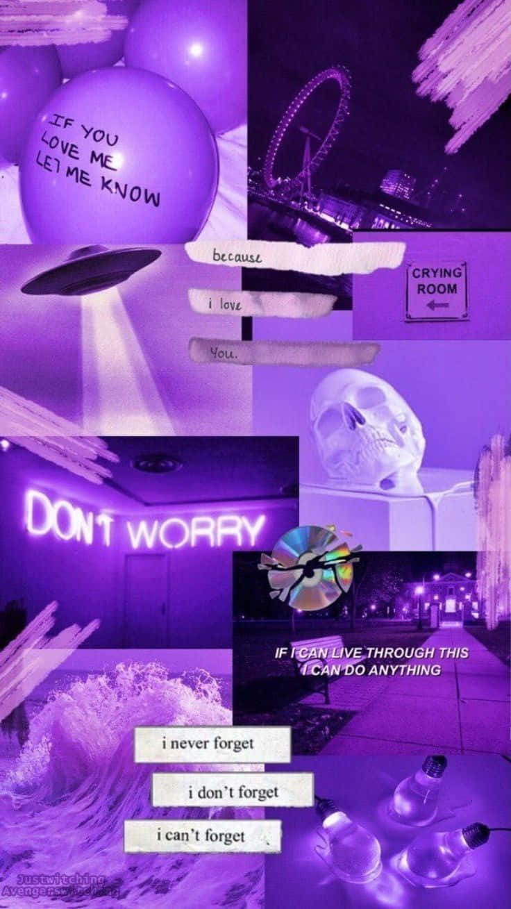 Aesthetic Vintage Purple Quotes Collage Wallpaper
