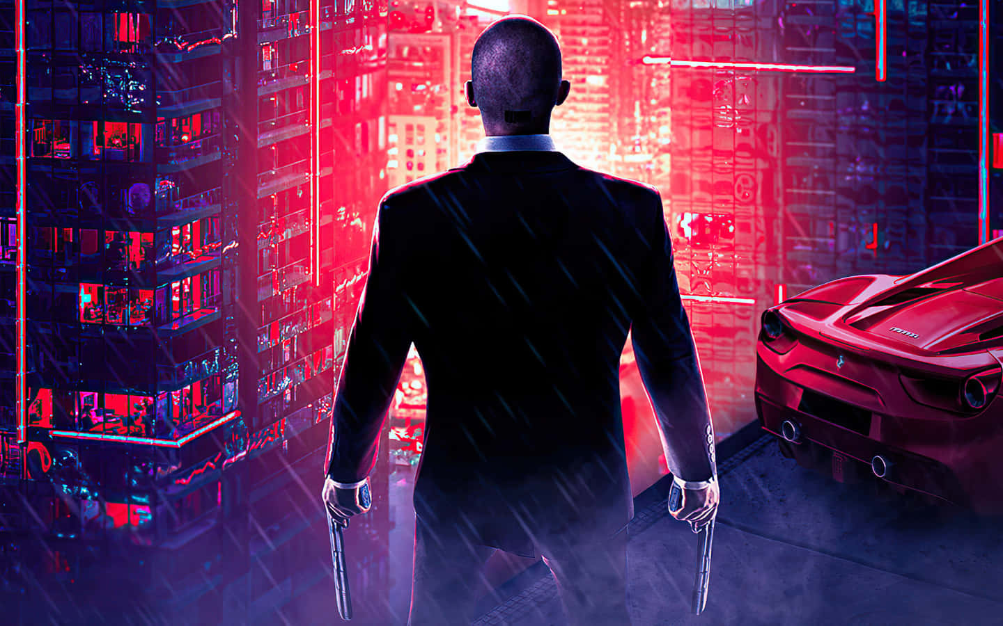 Agent 47 In The Rain Hitman 3 Wallpaper