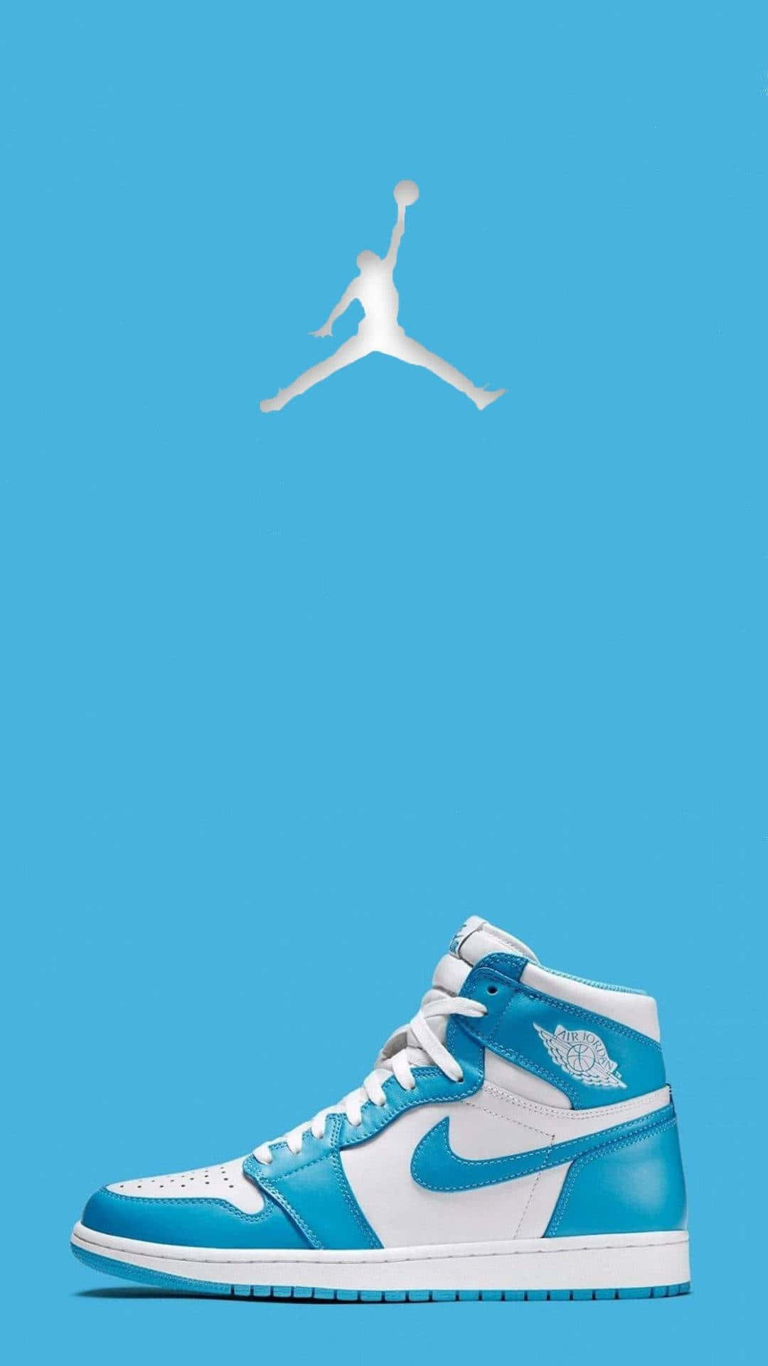 Air Jordan 1 Mid Og - Blue And White Wallpaper