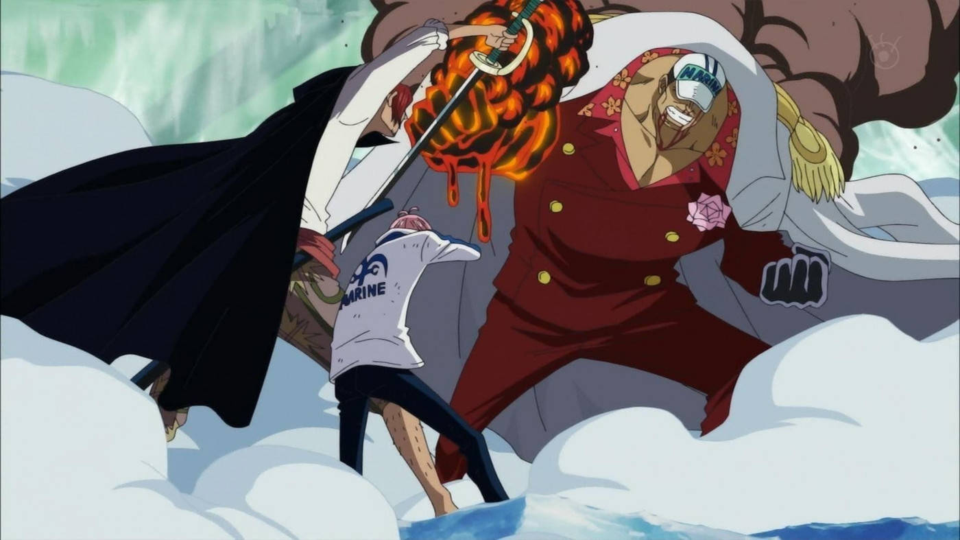 Akainu Fighting Shanks One Piece Wallpaper