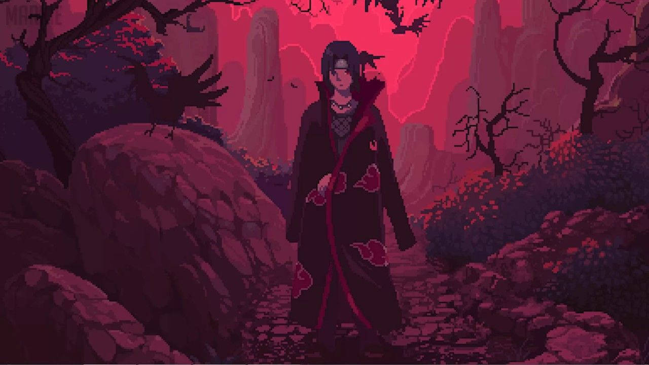 Akatsuki Itachi Uchiha Forest Red Wallpaper
