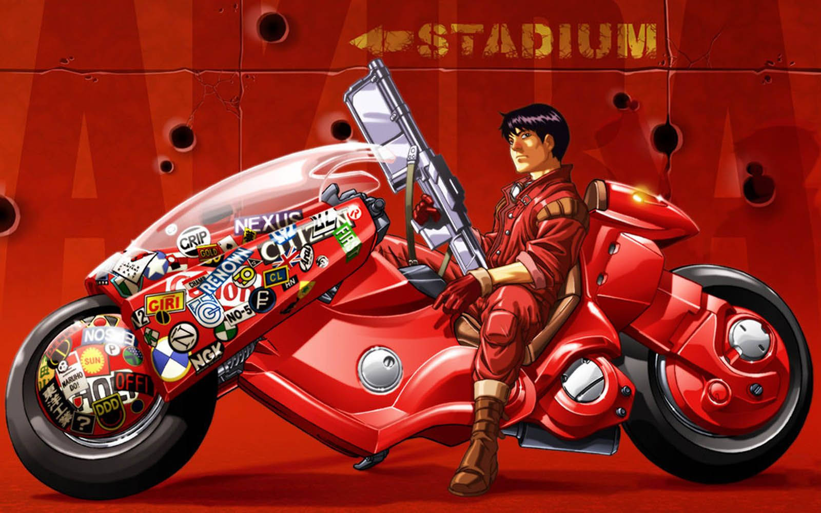 Akira Kaneda Bike With Stickers Wallpaper