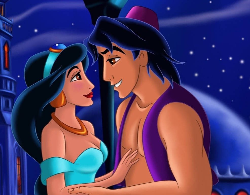 Aladdin And Jasmine 4k Cartoon Wallpaper