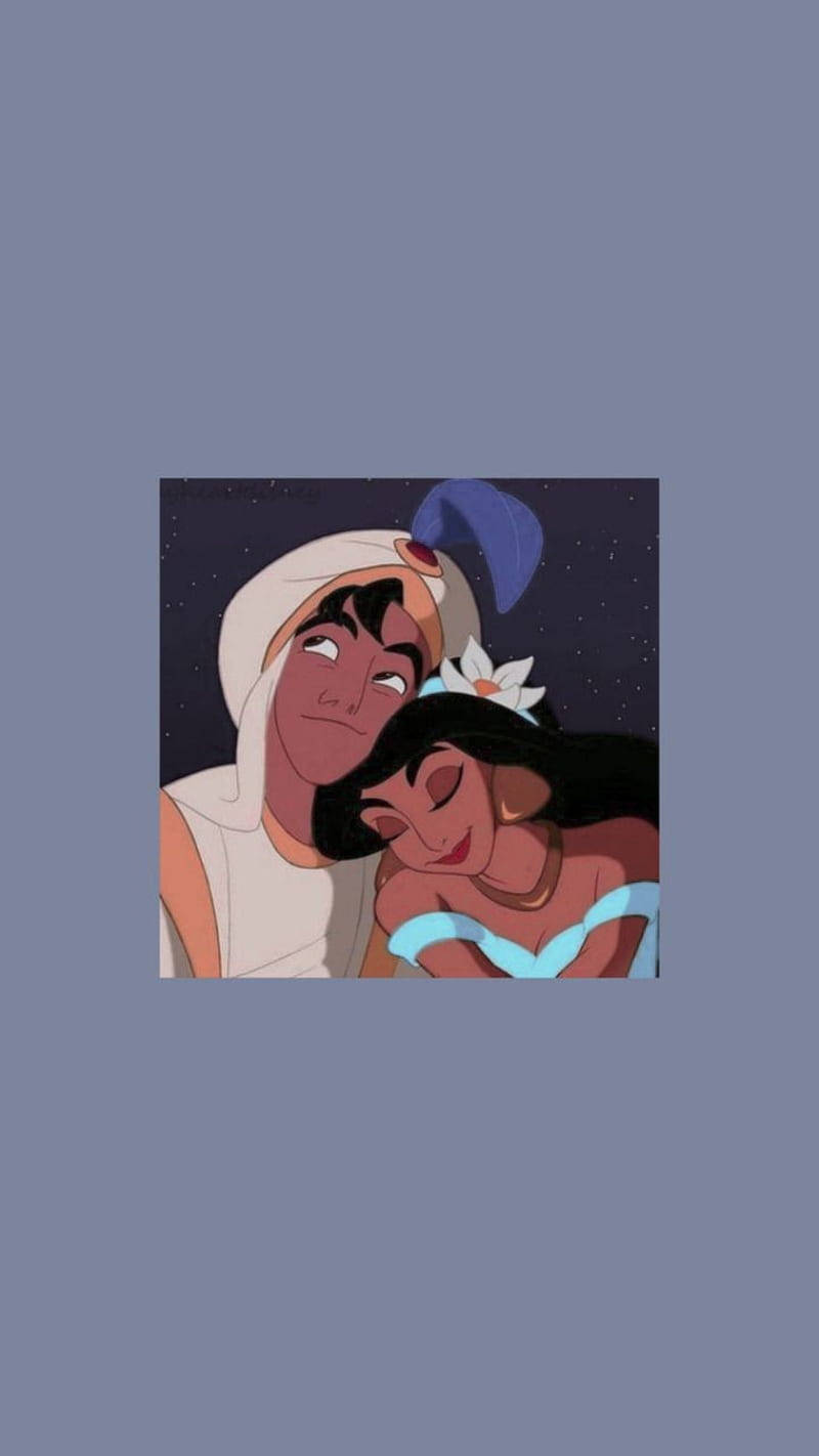 Aladdin Jasmine Gray Aesthetic Disney Castle Wallpaper