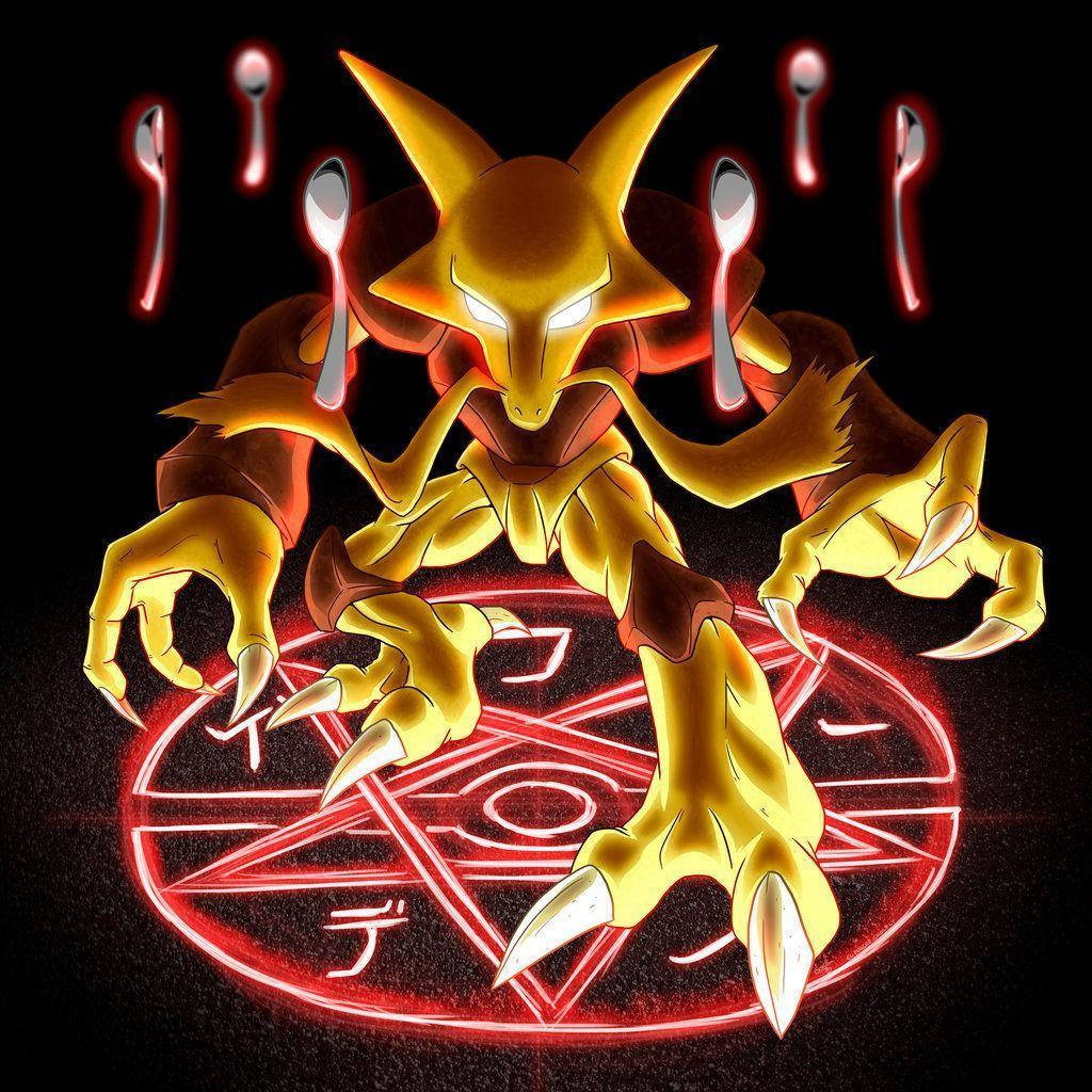 Alakazam Floating Spoons Pentagram Wallpaper