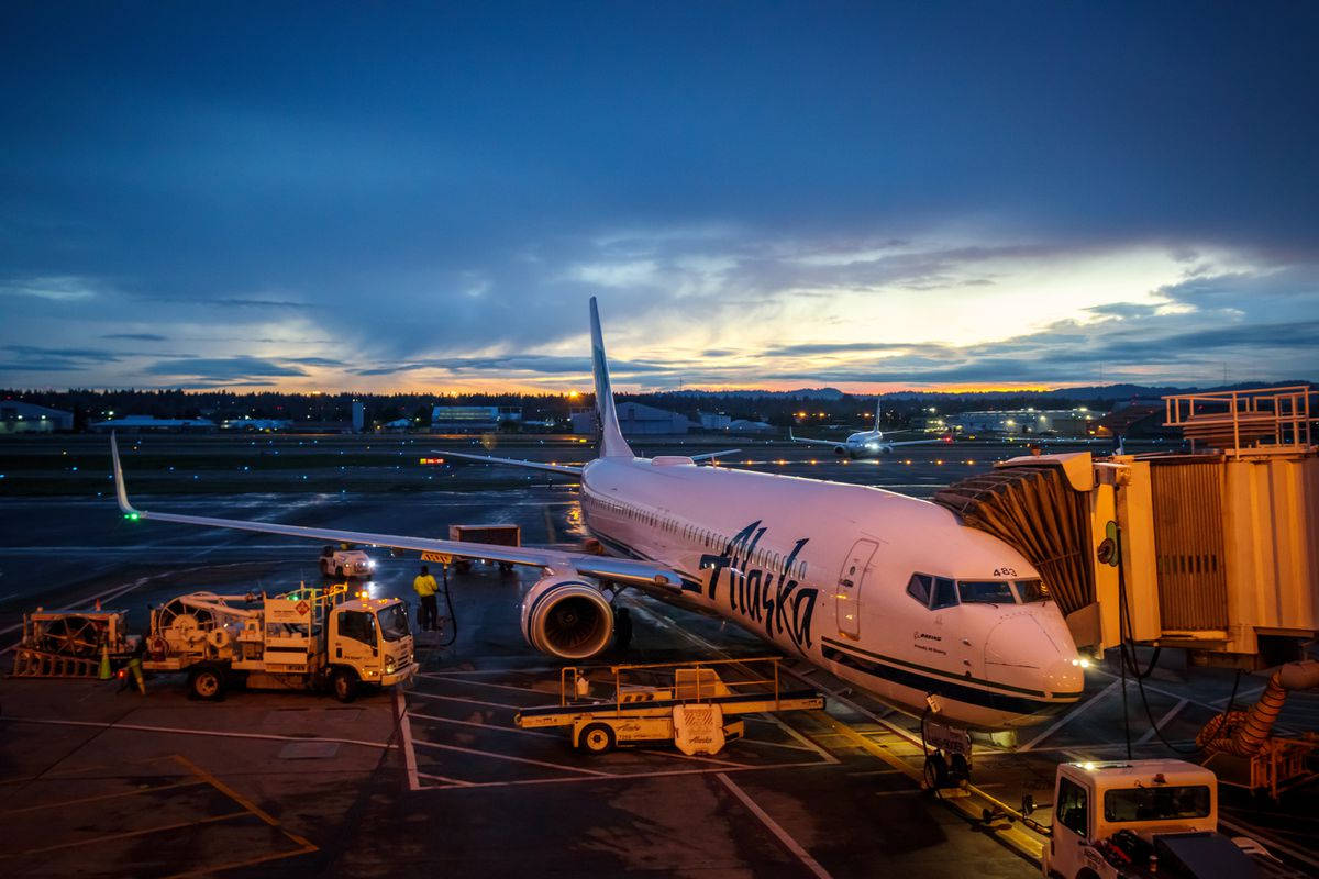 Alaska Airlines Parked Airplane Wallpaper