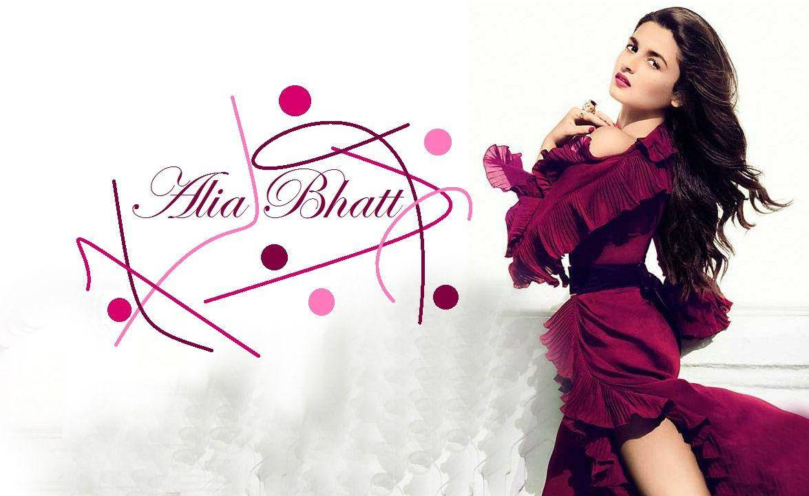 Alia Bhatt Hd Wearing A Maroon Flamenco Dress Wallpaper