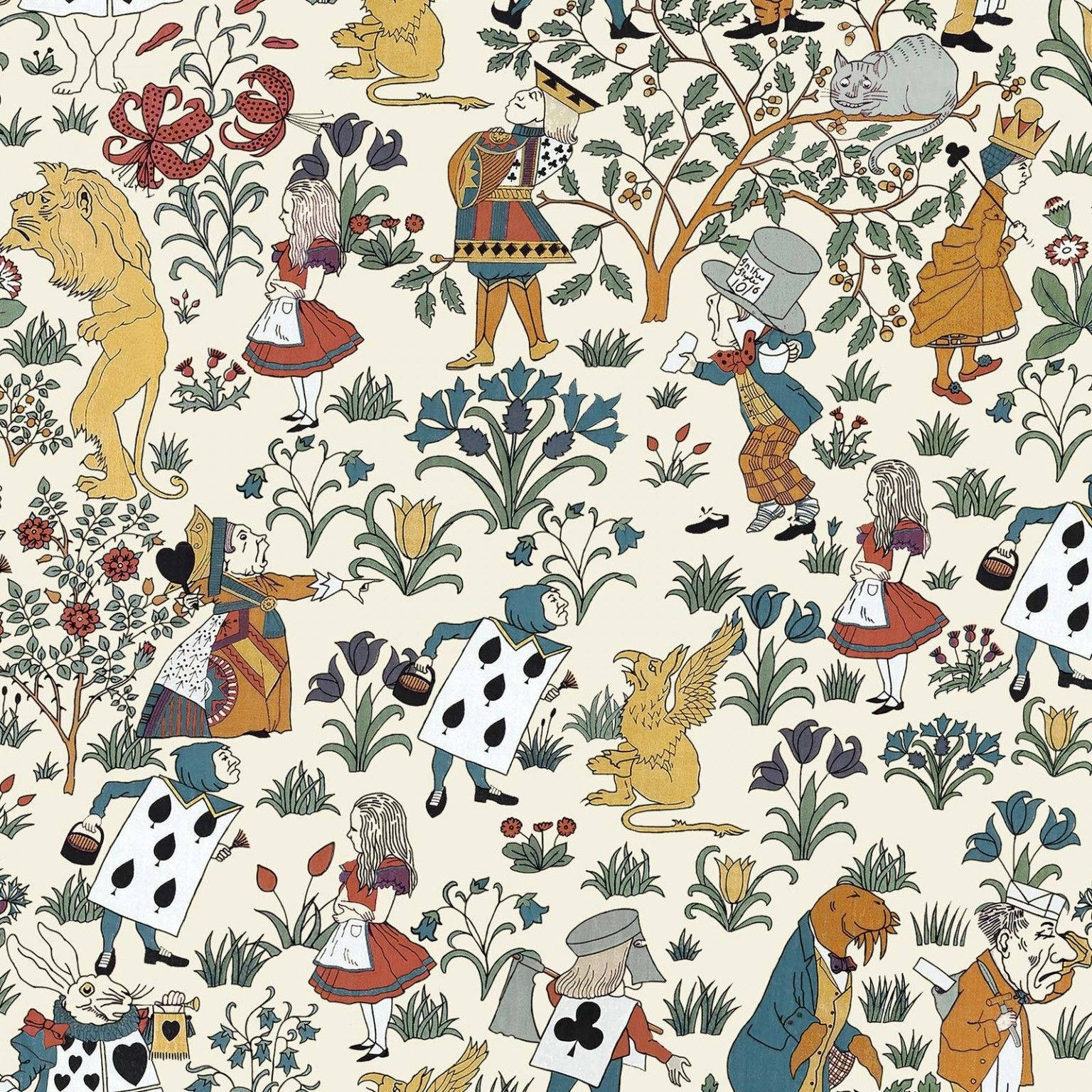 Alice In Wonderland Art Pattern Wallpaper
