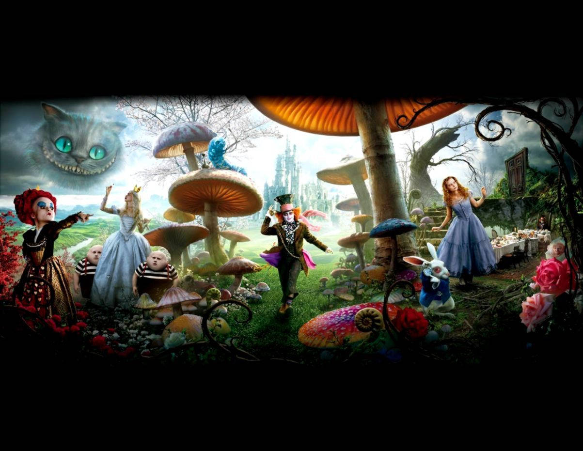 Alice In Wonderland Digital Film Cover Wallpaper