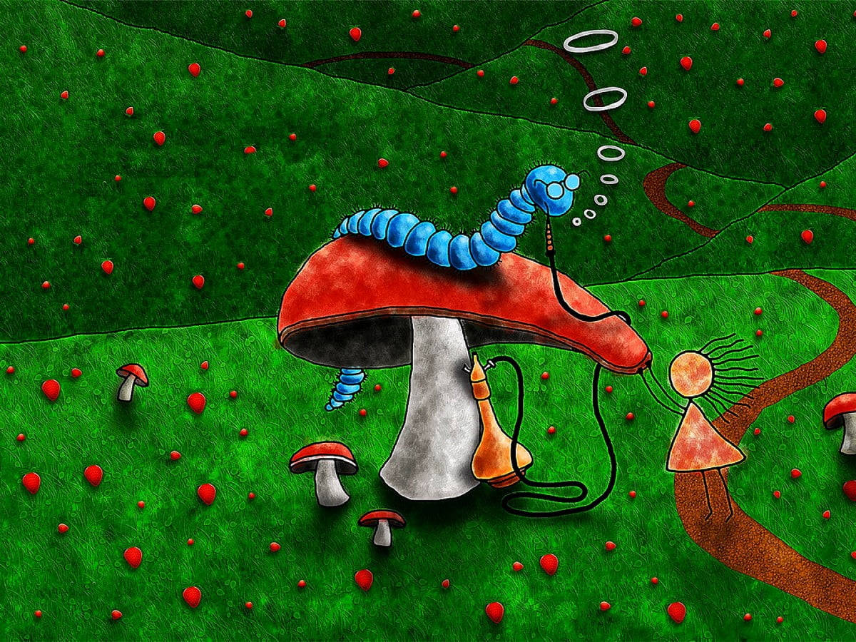 Alice In Wonderland Mushroom Aesthetic Wallpaper