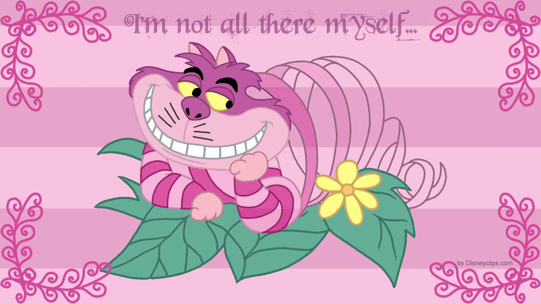 Alice In Wonderland Pink Cheshire Cat Wallpaper