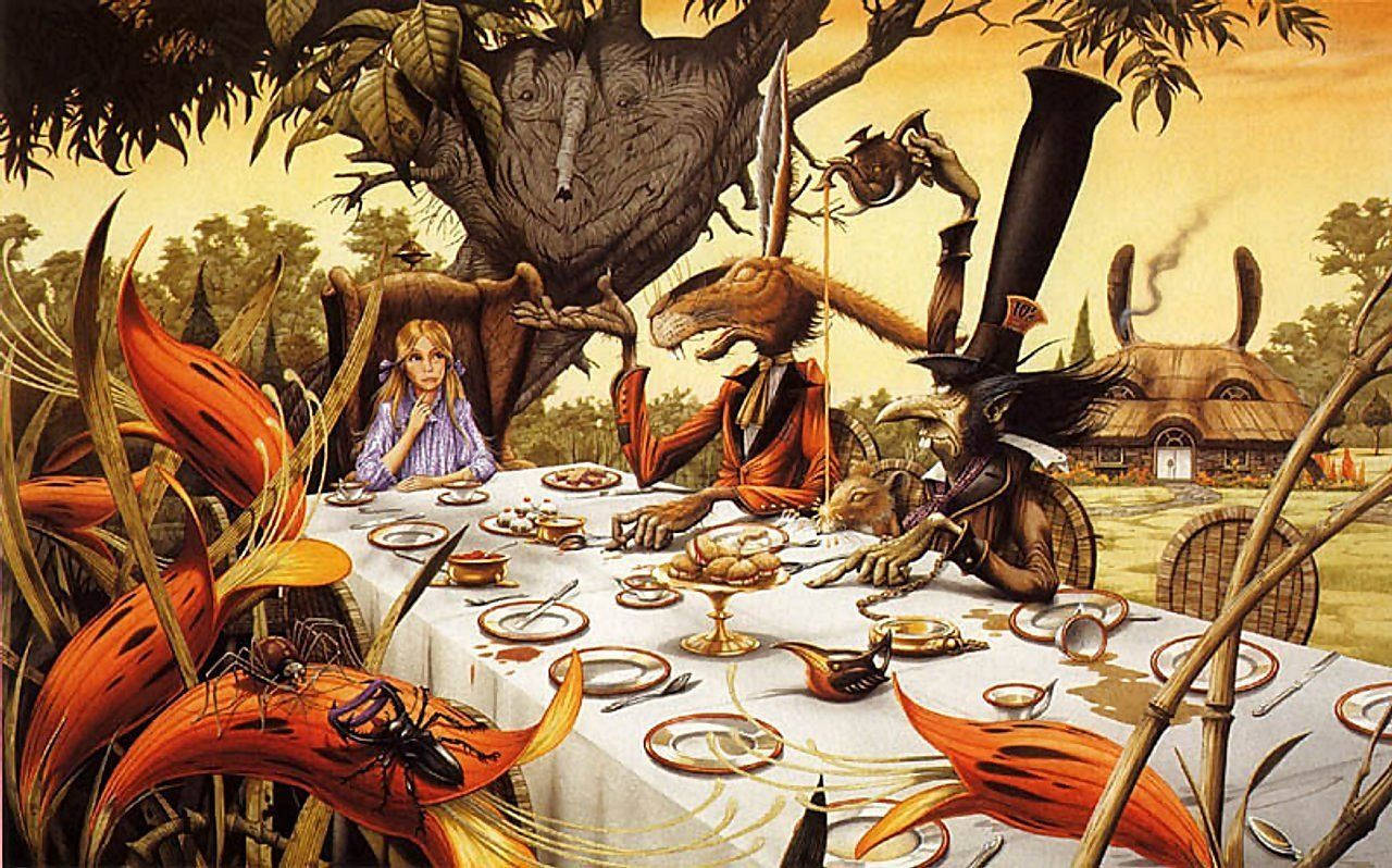 Alice In Wonderland Trippy Comic Art Wallpaper
