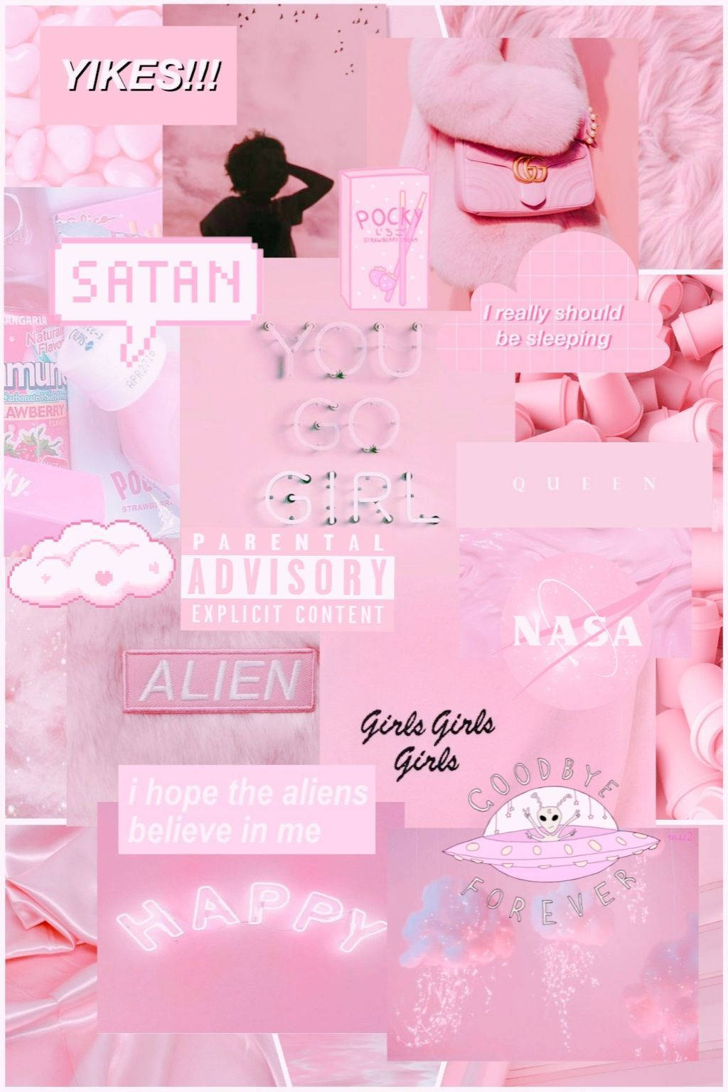 Alien Girly Pink Aesthetic Wallpaper