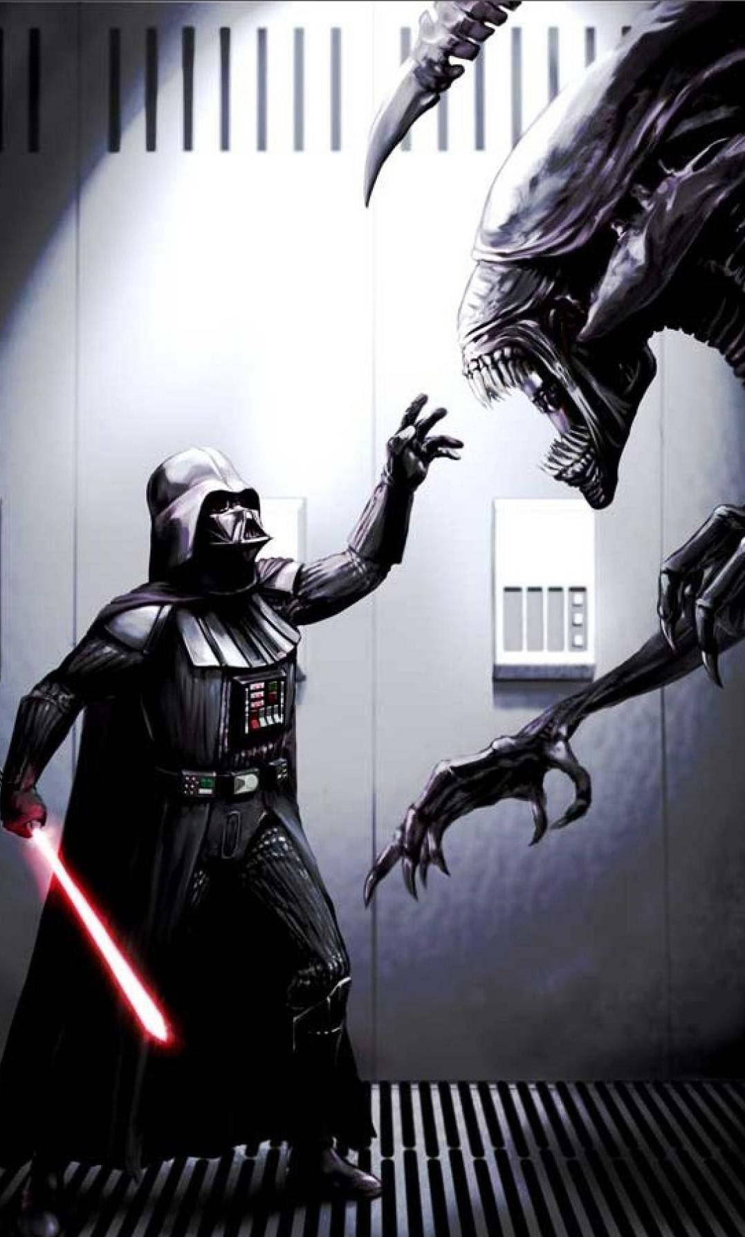 Alien Versus Darth Vader From Star Wars Cell Phone Wallpaper