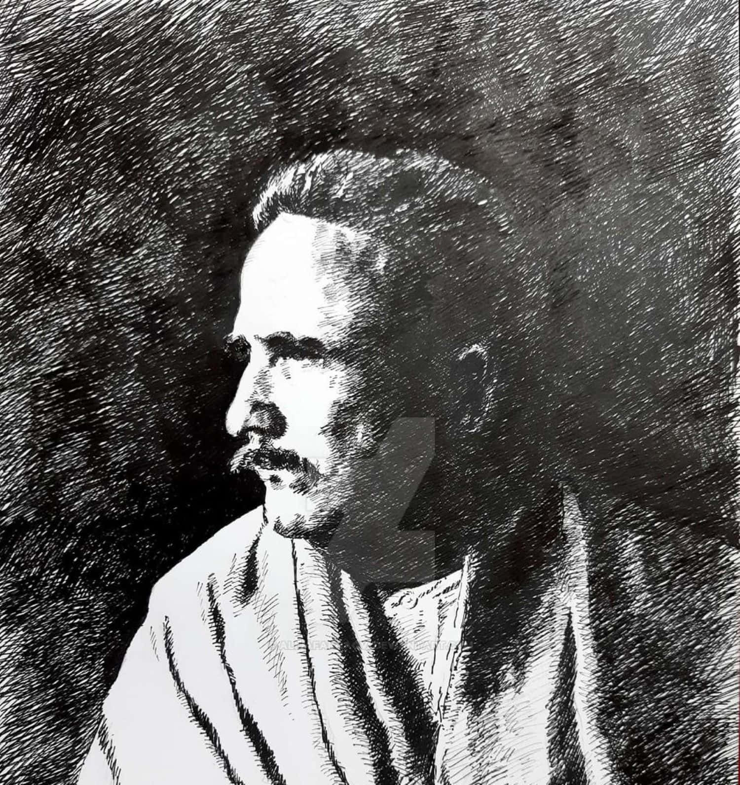 Allama Iqbal Sketch Artwork Wallpaper