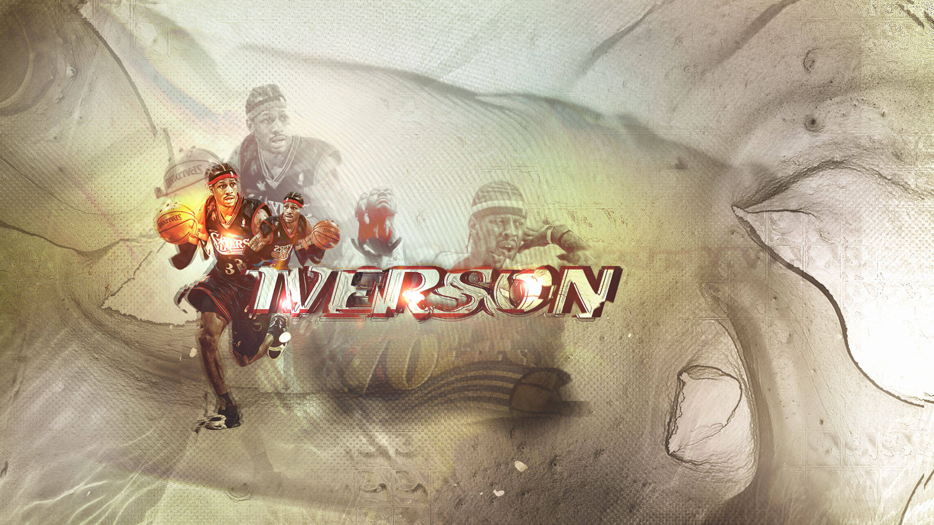 Allen Iverson Dribbling In Abstract Backdrop Wallpaper