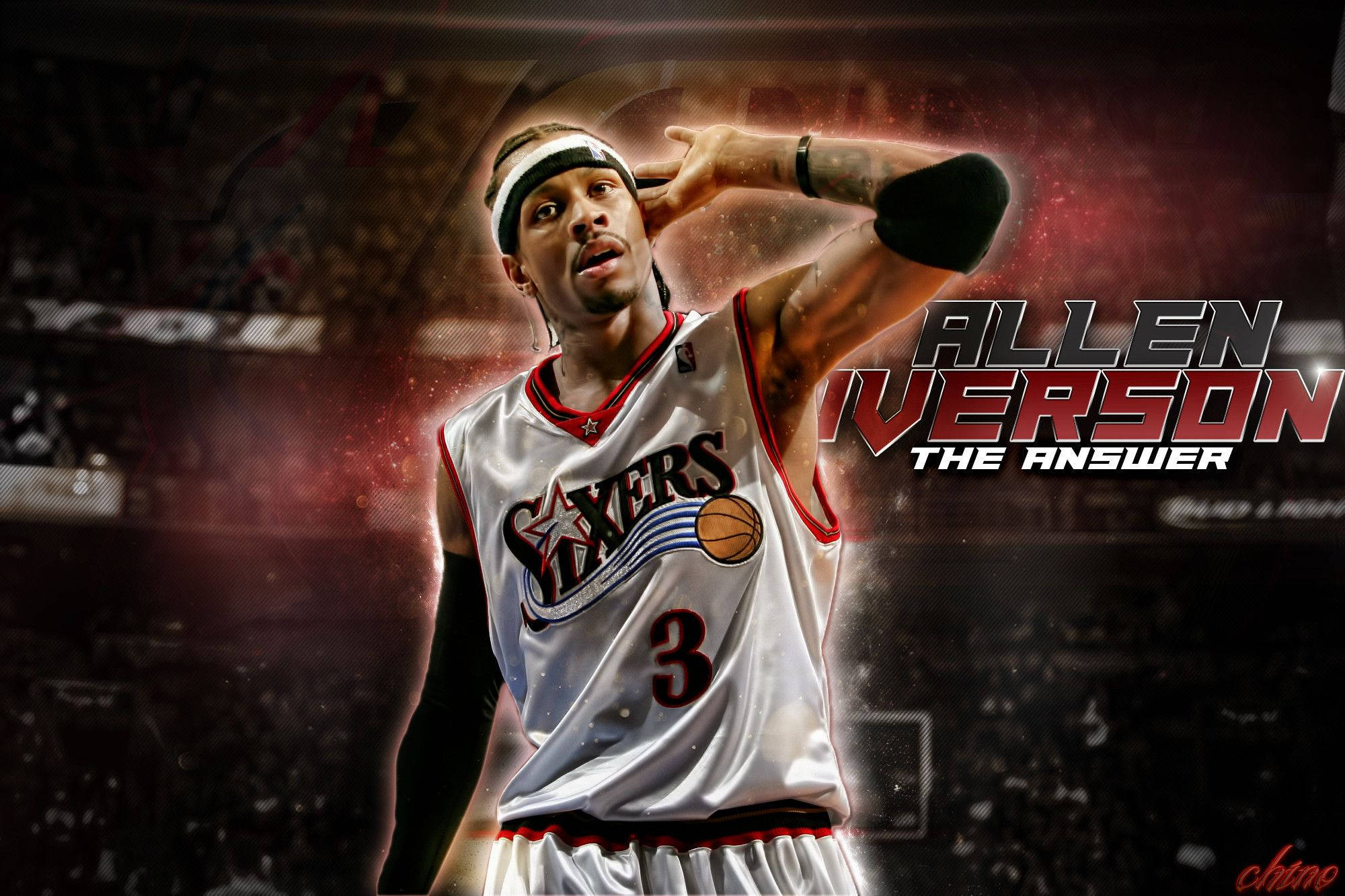 Allen Iverson Signature Pose Graphic Edit Wallpaper