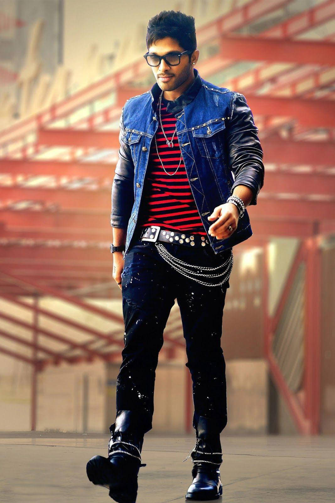 Allu Arjun With Jacket On Striped Shirt Wallpaper
