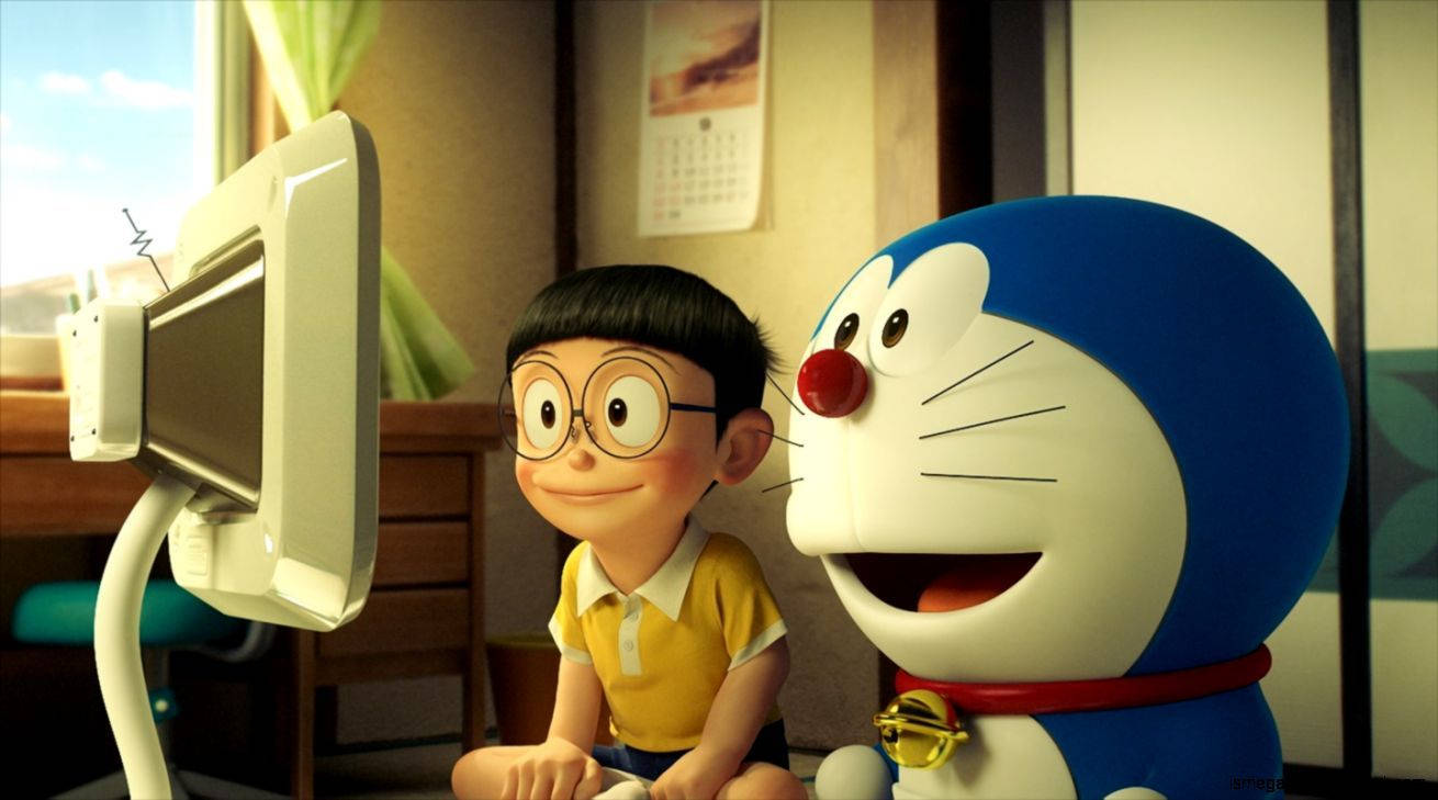 Amazed Doraemon And Nobita Wallpaper