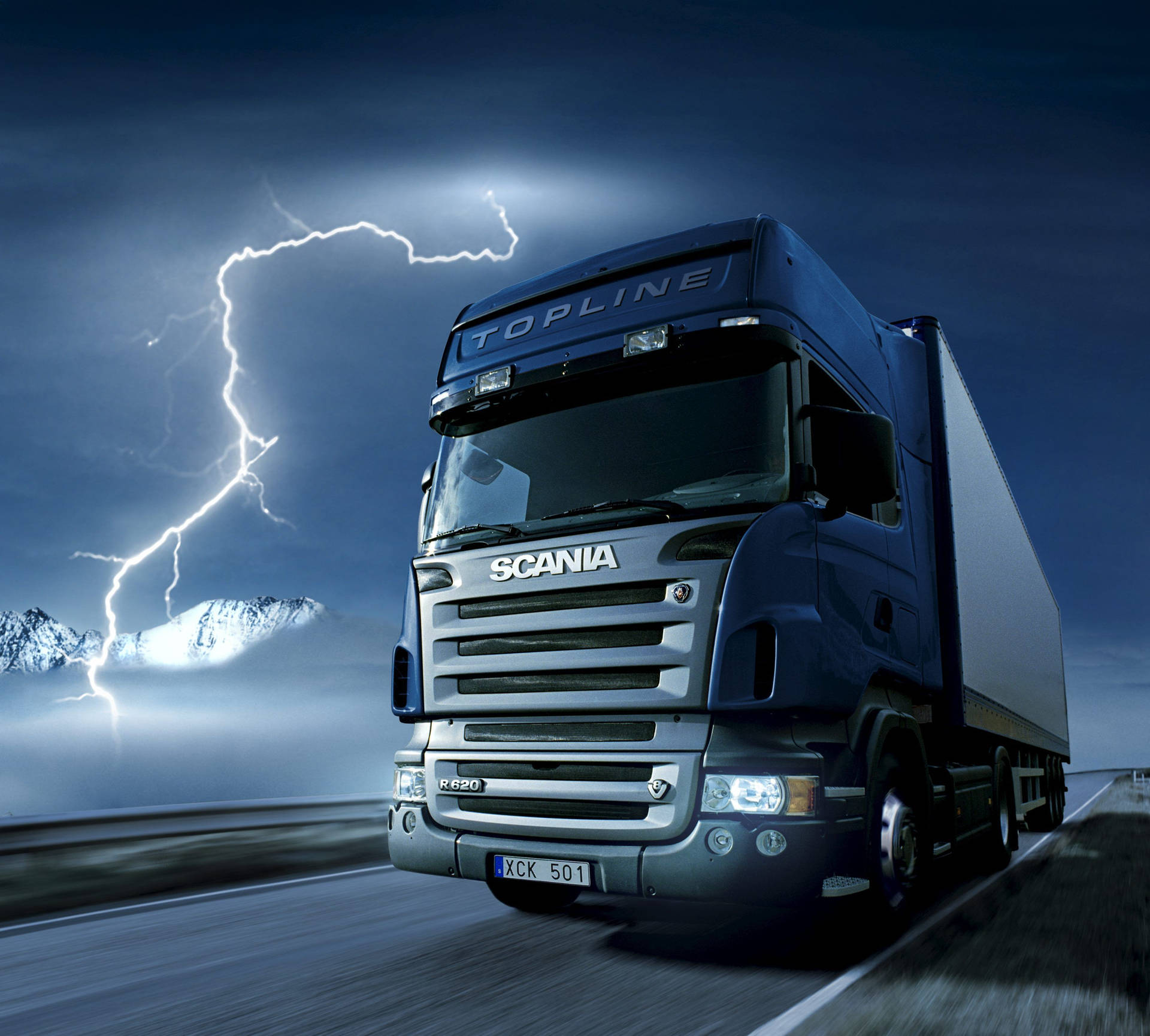 Download free American Truck Simulator Blue Scania Wallpaper -  MrWallpaper.com