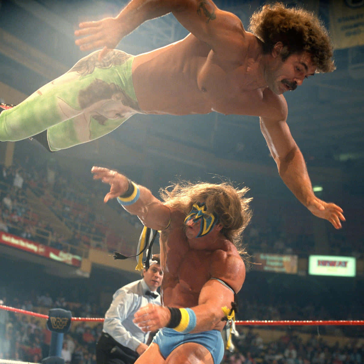 American Wrestler Ultimate Warrior With Rick Rude Summerslam 1989 Wallpaper