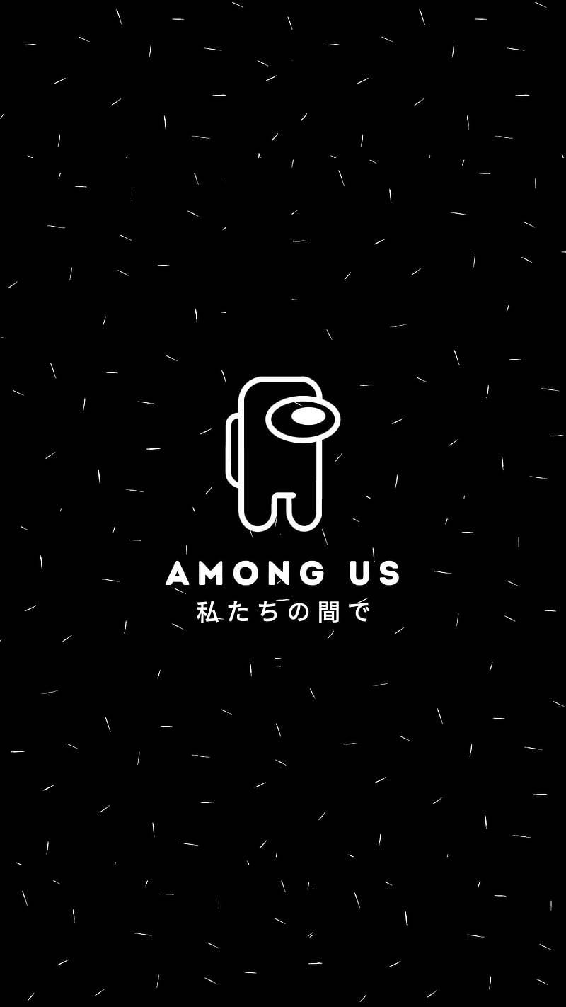 Among Us Black Japanese Text Wallpaper