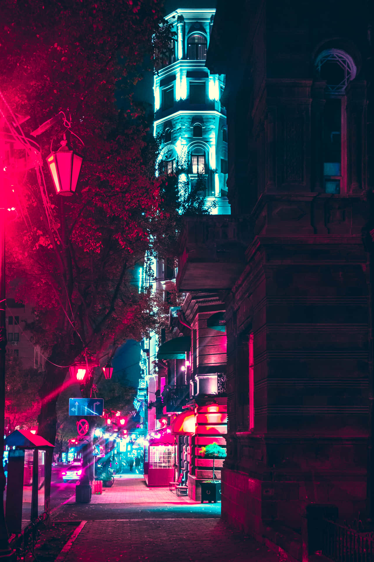 An Abstract View Of The Bustling City Nightlife. Wallpaper