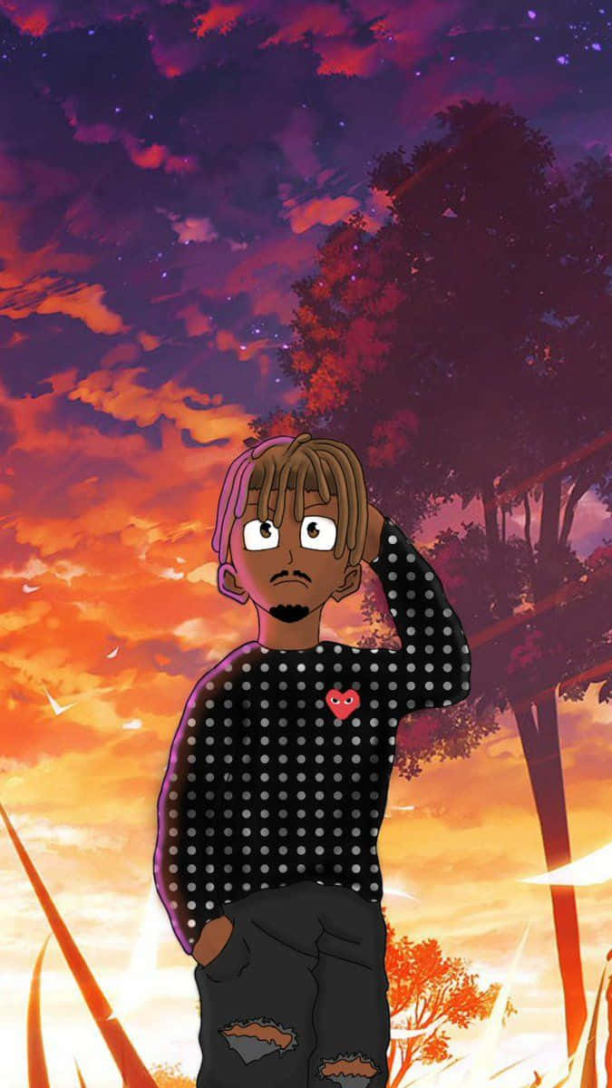 An Artistic Tribute To Juice Wrld By Independent Artist Wallpaper