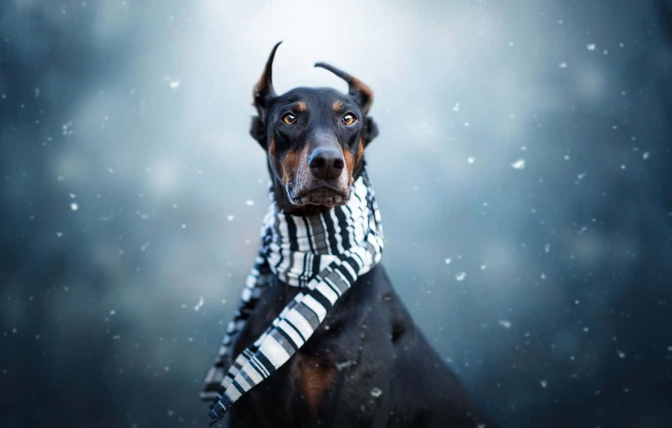 An Athletic Doberman Pup On The Run Wallpaper