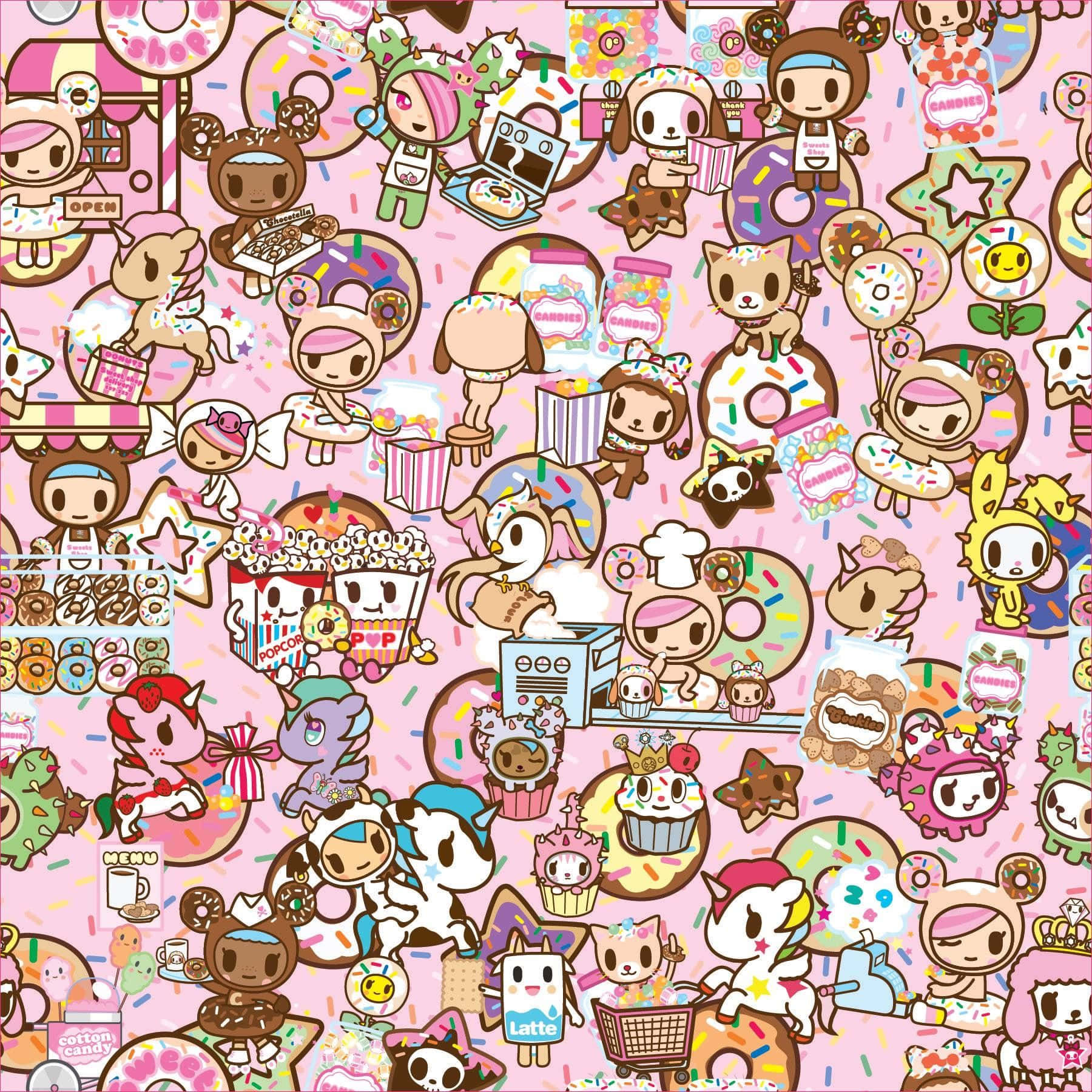 An Eye-catching Design Featuring Colorful Tokidoki Characters Wallpaper