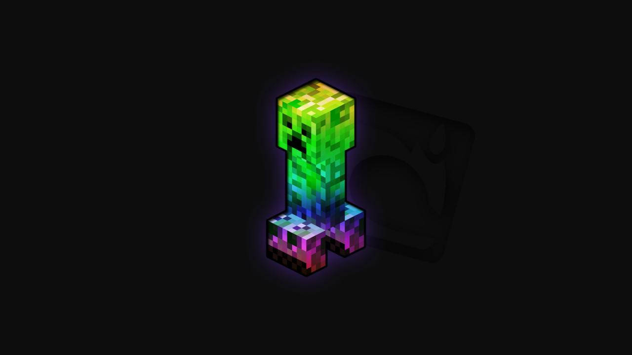 An Intriguing Colorful Creeper Displaying Minecraft's Unique Graphics Wallpaper